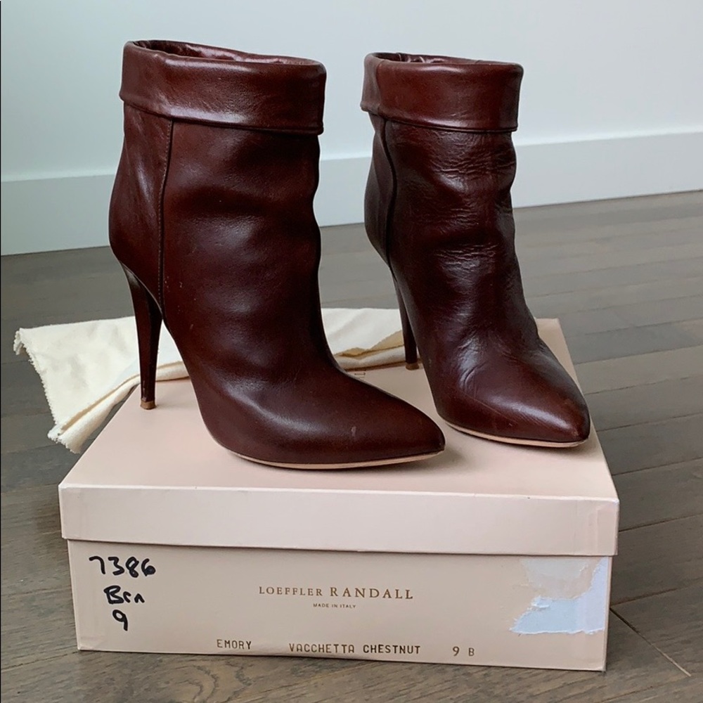 Loeffler Randall - chestnut brown heel booties